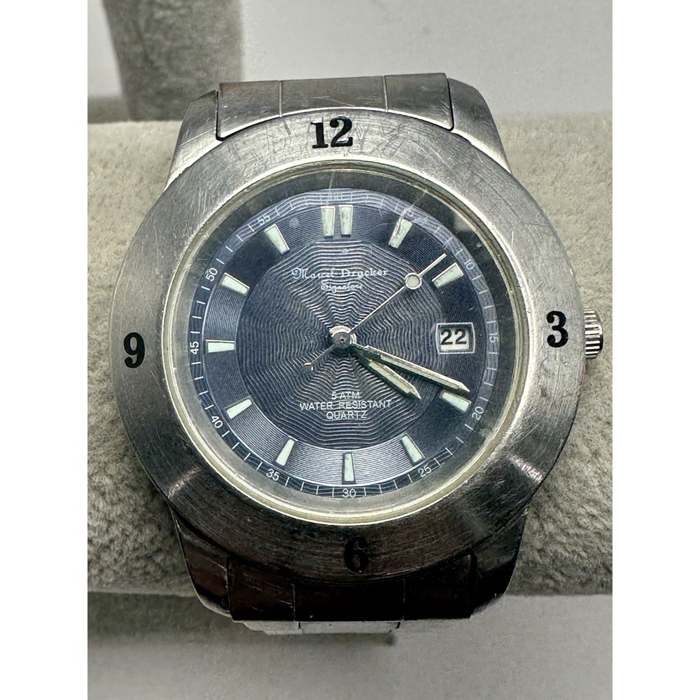 Marcel Drucker Scratched Signature 21-208 Mens Watch New Battery 39MM‎ 6.75" J27